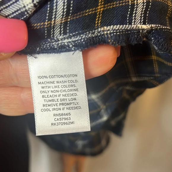 Abound Flannel Button Down Plaid Size M with Ruffles Long Sleeve - Picture 8 of 9